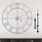 24" Modern Large Wall Clocks,Vintage, Round,Silent Non Ticking,Battery Operated,