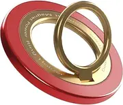 Magnetic Phone Ring Holder for MagSafe pop Socket,【Two-Sided Magnetic】 360° Rotation Magnetic Phone Grip for iPhone 16/15/14/13/12 Series/Samsung/Google,Pop Socket for iPhone(Red with Gold)