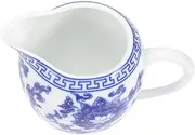 Blue and White Ceramic Gravy Boat Pourer for Sauces Dressings and Dips Elegant Condiment Dispenser for Home Dining Bbqs and Picnics