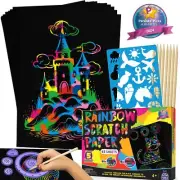 Scratch Paper Art For Kids 79 PCS Magic RAINBOW Off Set Crafts Arts Supplies Kit