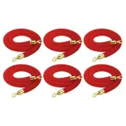 5 Feet Red Velvet Stanchion Rope, 6 Pack Crowd Control Barrier Rope, Golden