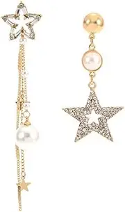 Earring Hoop,Nose Lip Rings,Stud Earrings,Ladies Earring, Fashion Simple Style Long Pearl Stars Rhinestone Earrings Jewelry Jewellery Gift
