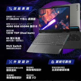 【Lenovo】15.6吋i7 RTX4060電競筆電(LOQ/i7-13620H/16GB/512G/RTX4060-8G/W11/82XV004PTW/灰)