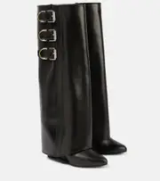 [Givenchy] Givenchy Shark Lock Buckles 90 leather knee-high boots AU 5.5 black