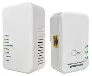 500Mpbs Wired/Wireless Network Over Powerline Adapter Kit With Wi-Fi Extender