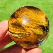 213g Natural Gold Tiger's-eye Sphere Crystal Ball Specimen Healing