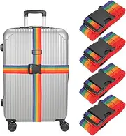 uxcell Luggage Straps with Quick-Release Buckle Adjustable Suitcase Belt Strap for Suitcase Briefcase Backpack Travel, Rainbow, Pack of 4
