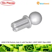 LEGO 2736 Technic, Axle 1L with Tow Ball - LIGHT GREY 10pcs NEW