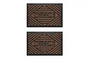 2PK Solemate Embossed Welcome 40x60cm Stylish Durable Outdoor Front Doormat