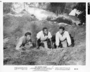 Ken Scott Rafer Johnson Stuart Whitman crouching in ditch together- Old Photo