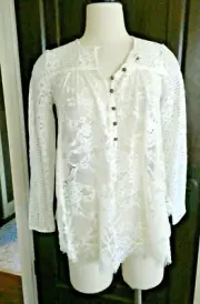 NWT Anthropologie Peasant Blouse FLOREAT Lace Ivory XS SZ 0 SO PRETTY NEW