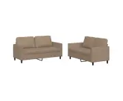 vidaXL 2 Piece Sofa Set with Cushions Cappuccino Faux Leather