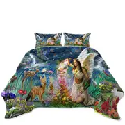 Fairy Tale Forest with a Beautiful Fairy Goddess Coverlet