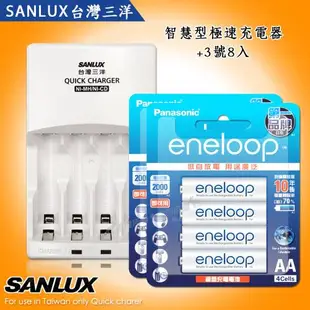 三洋智慧型充電器+新款彩版 國際牌 eneloop 低自放3號2000mAh充電電池(8顆入)