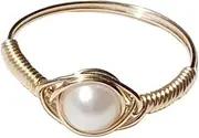 [Yihuaqun] No need to take off when washing your hands. Natural mini pearl ring 14k gold handmade ring will not fade.