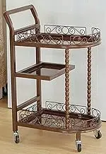Home Serving Trolley Kitchen Trolley Catering Trolley Bar Cart 3 Tier Iron Utility Trolley Fence Kitchen Trolley(Brown)