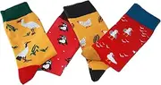[Doris & Dude] Women Ladies Bamboo Organic Crew Socks 4 Pair Gift Pack Med 3-7 Heron Penguin Hen Seagull Birds Colourful Soft Durable Sustainable Smooth Toe Breathable, Multicoloured, 3-7