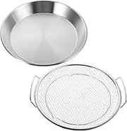 Mikinona Stainless Steel Mesh Filter Basket Large Oil Filter Tray for Draining Straining Food Kitchen Draining Pan Fine Mesh Set of 1