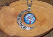 Crescent Moon with Tree of Life Pendant Wiccan Occult