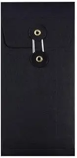 Blake Purely Everyday - Black String and Washer Gussets DL (220 x 110mm) - Pack of 100 Qty - Premium Quality 180 GSM - Black Envelopes with String Tie - Office & Business Supplies (STWSW220B-G)