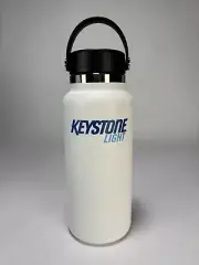 Keystone Light Hydro Flask 32 Oz White Wide Mouth Water Bottle with Handle