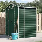 Outdoor Storage Shed with Sloping Roof, Metal Tool Shed for Home/Backyard/Garden Tools/Lawn Care Equipment/Furniture/Pool Supplies, 191 x 130 x 198 cm, Galvanised Steel