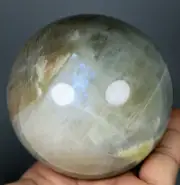 1.88lb Green Moonstones Rock Quartz Crystal sphere Ball Reiki Stone / Stand