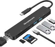 Simplecom CH547 USB-C 7-in-1 Multiport Adapter USB Hub HDMI Card Reader PD