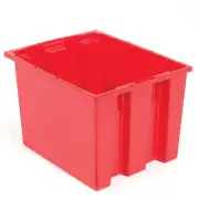 QUANTUM Stack and Nest Tote Box - 19-1/2x15-1/2x13" - Red Lot of 6