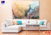 Gold Blue & Green Abstract Design Wall Canvas Home Decor Australian Made Quality