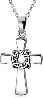 [Bling Jewelry] Unisex Religious Viking Irish Celtic Knot Twisted Eternal Cross Pendant Necklace For Women Men .925 Sterling Silver