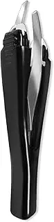 WELANE Professional Eyebrow Tweezer, 1 PCS Stainless Steel Slant Tip Tweezer for Facial, Brow, Ingrown Hair Removal (Black)