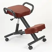 Kneeling Chair Ergonomic for Office, Adjustable Stool with Casters & Arm - Improve Your Posture, Cross Legged Squatting Kneeling Chair, Thick Comfortable Cushions, Black/Red