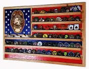 Indiana State Trooper State Police Challenge Coin Display Flag 70+ Coins TRAD