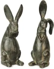 Melrose 16.75" Polystone Distressed Finish Floppy Eared Garden Rabbits - Assorte