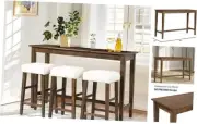 60 inch Bar Table, Kitchen Counter Rectangular High Top Dining Tables, Narrow