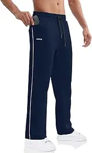 [BROKIG] Men's Joggers Track Pants,Open Bottom Loose Casual Workout Gym Sweatpants Sports Running Pants with Zip Pocket