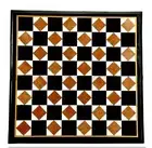 18" Black Marble Chess Table Top Elegant Square Shape Kitchen Side Coffee Table