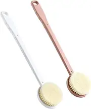 Baluue 2 Pack Long Handle Rotating Scrubbing Brush for Scalp Body Exfoliating Bathing Prop