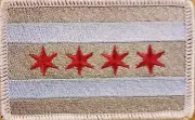Chicago City Flag Patch W/ VELCRO® Brand Fastener Morale Emblem Gray Version # I