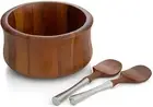 Nara Salad Bowl with Servers | 3-Pc Set | Wooden Salad Bowls with Serving Ute...