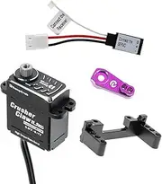 RampCrab High Torque Servo with Servo Horn and Mount for FMS FCX24, Upgrade Parts for RC Crawler 1/24 Scale FCX24 Power Wagon Butcher & Max Smasher Big Foot Monster Truckd, Red Horn