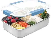 Smash Stainless Steel Bento Lunch Box, 3 Compartments, Blue, 1300ml
