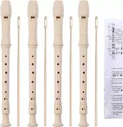 4 Pack Recorder Instrument for Kids, 8 Hole German Style Soprano Recorder for Be