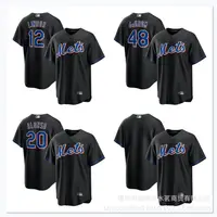 在飛比找蝦皮購物優惠-MLB棒球球衣大都會隊LINDOR12 DEGROM48黑色