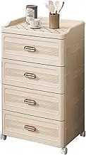 GUAWJRZDP Storage Cabinet Plastic, Drawers Storage Cabinet, Chest of Drawers, Movable Drawer Chest, Home Storage Cabinets, High Rim Design, for Bedroom, Living Room, Off-White(4 Drawers)