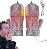 [Quzente] Heated Fingerless Gloves For Women, Winter Gloves Thermal Gloves Touch Screen Gloves, USB Electric Heating Gloves With Three-speed Temperature Adjustment For Sport Cycling Skiing
