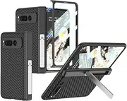 Jarttarn Plain Leather Magnet Cover Compatible with Google Pixel Fold Case Matte Skin Screen Protector Hard Full Protection Holder Anti Drop Fundas for Pixel Fold (Carbon Fiber)