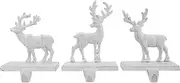 Transpac Set of 3 Antiqued White Cast Iron Reindeer Stocking Hanger Holders
