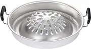 Fenteer Thai Korean BBQ Grill Pan, Barbecue Grill Topper Camping BBQ Pan for Shabu Vegetable Egg Meat Garlic Korean Cookware, 30cm